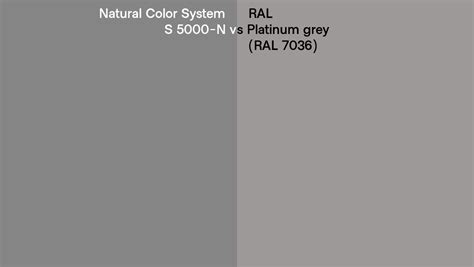 Natural Color System S 5000 N Vs RAL Platinum Grey RAL 7036 Side By