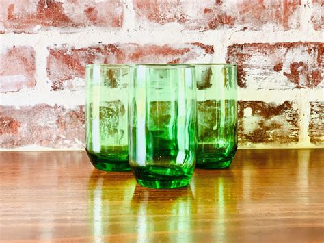 Green Glasses Juice Shot Mcm Mid Century Modern Barware Etsy Modern Barware Glassware