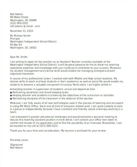 Since this profession is related to education, if the letter manages to impress teaching assistants work under the guidance of teachers and do work similar to that of a teacher. Cover Letter Assistant Teacher Collection | Letter ...