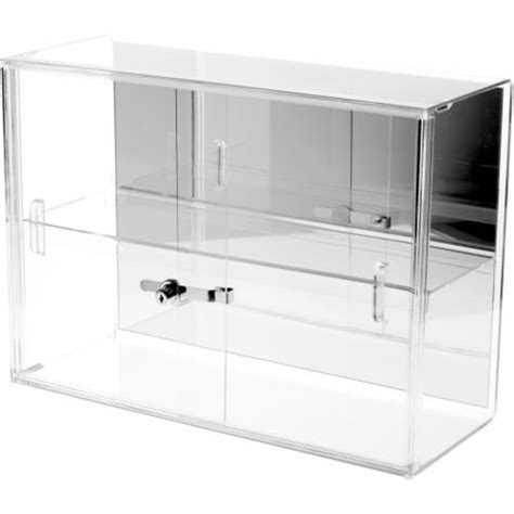 Plymor Clear Acrylic Locking Display Case Mirrored 1 Shelf 16 H X