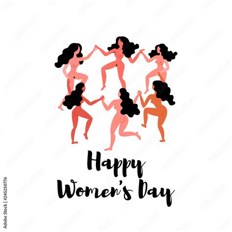 Vetor De Round Dance Naked Women Nude Women Hold Hands Vector Illustration On March Th Card