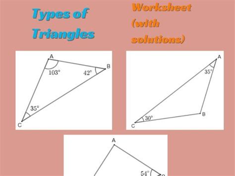 Types Of Angles And Triangles Worksheets With Solutions Teaching Resources