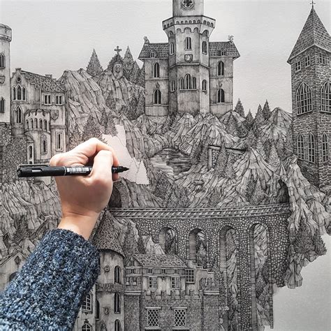Artist Creates Incredibly Detailed Pen Drawings That Merge Real And