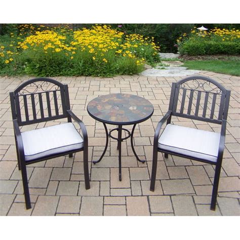 Oakland Living Stone Art Rochester 3 Piece Bistro Set With Cushions