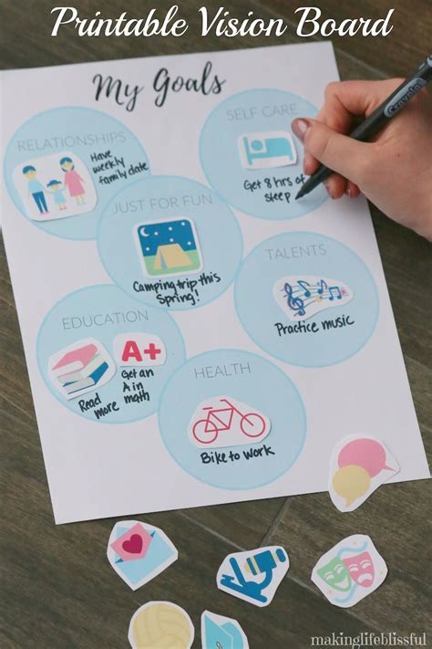Kids Vision Board Printable Kit Kids Goal Board Editable Etsy