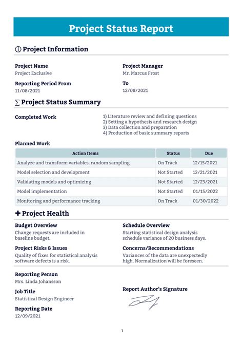Project Status Report Pdf Templates Jotform