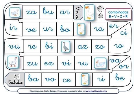 Respetando los turnos, lanzar el dado, y mover la ficha hasta la casilla que. Juegos de la oca para leer sílabas y palabras - Familia y ...