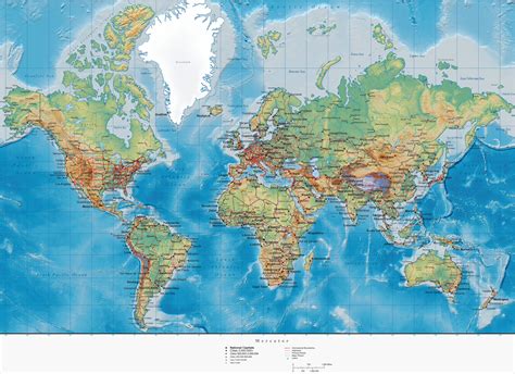 Detailed Physical Map Of The World Detailed Physical World Map Gambaran
