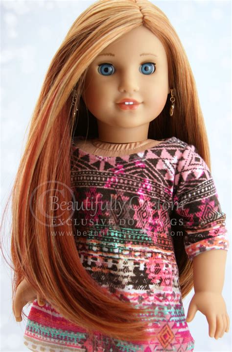 Amber Red Deluxe Elegance Doll Wig For Custom American Girl Dolls Size