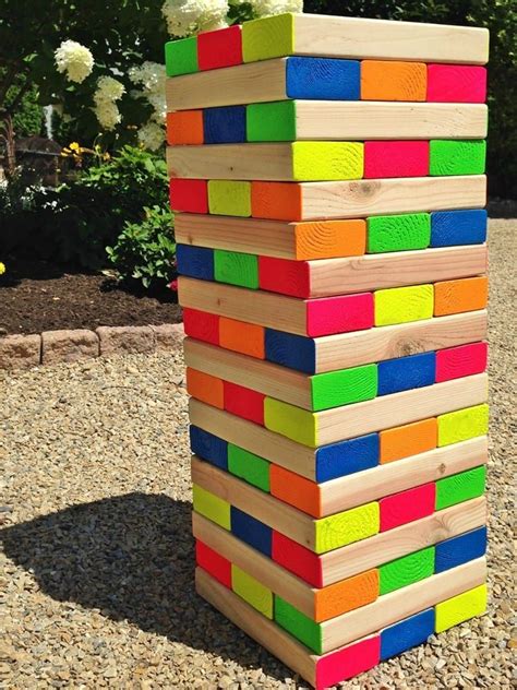 How To Make A Colorful Outdoor Giant Jenga Game Giant Outdoor Games