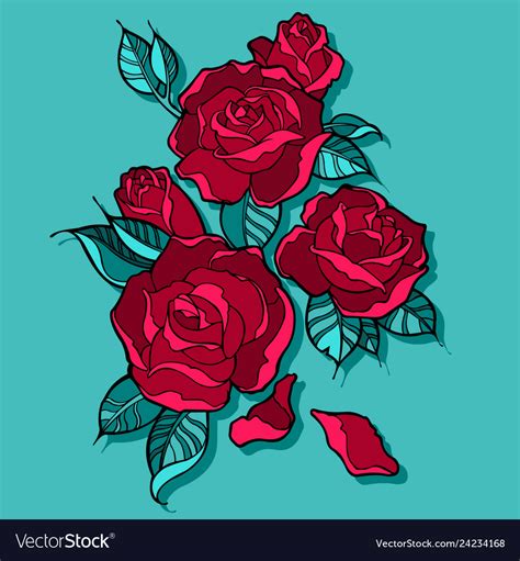 Beautiful Red Roses Bouquet Royalty Free Vector Image