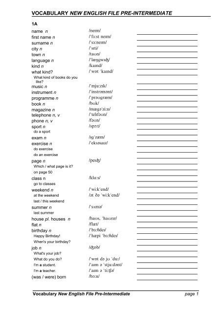 Intermediate English Vocabulary Pdf