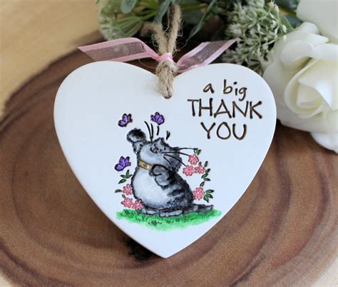 Thank You T Clay Hanging Heart Appreciation T Handmade Etsy