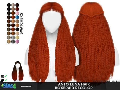 Anto Luna Hair Boxbraid Recolor At Redheadsims Sims 4