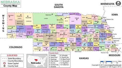 Nebraska Map With Cities And Counties