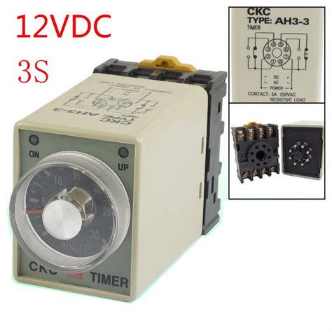 3s Ah3 3 Power On Delay Timer Time Relay 12vdc Plastic Housing 8 Pin In