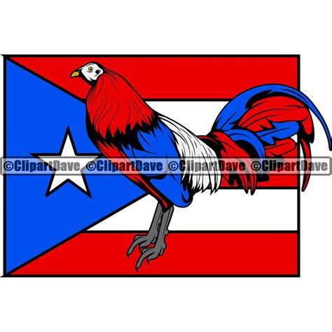 Puerto Rico Rican Flag Rooster Cock Chicken Svg Design Logo Etsy