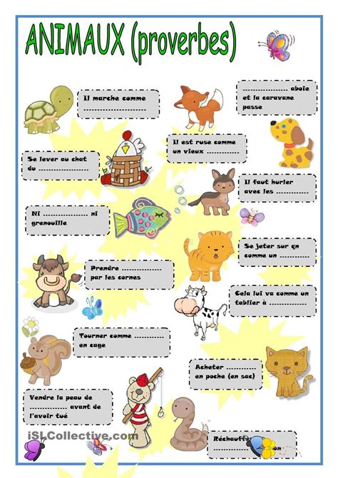 Les Proverbes Avec Les Animaux Expressions Idiomatiques French