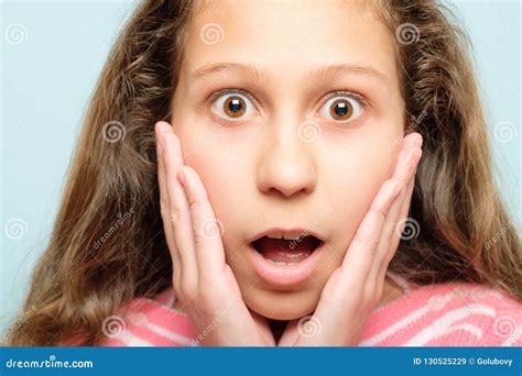 Surprised Shocked Girl Grasp Face Emotional Stock Image Image Of News Background 130525229