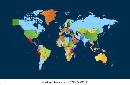 World Map Color Vector Modern Stock Vector Royalty Free