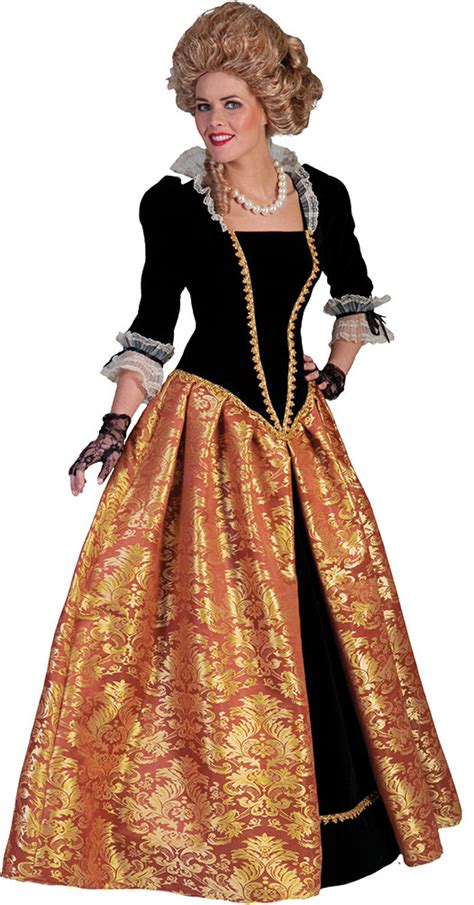 Rokoko Costume Barocco Da Donna Da Donna Costume Abito Lungo Nero Oro