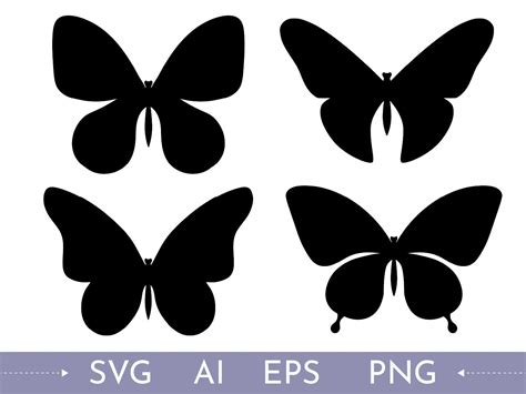 Butterfly Silhouette Svg Vector And Png Format Ai And Eps Etsy
