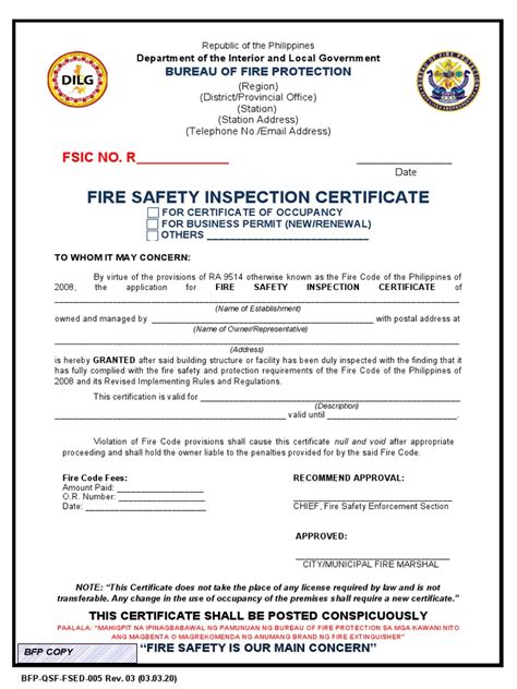 Bfp Permit Pdf Fire Safety Justice