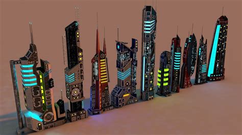 D Model Sci Fi Futuristic City Package Vr Ar Low Poly Cgtrader