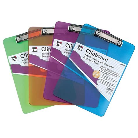Transparent Plastic Clipboard Low Profile Clip And Pull Out Hook