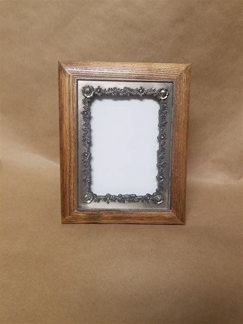 Vintage Wood Silver Pewter Rose Picture Frame 4x6 Shabby Chic Etsy
