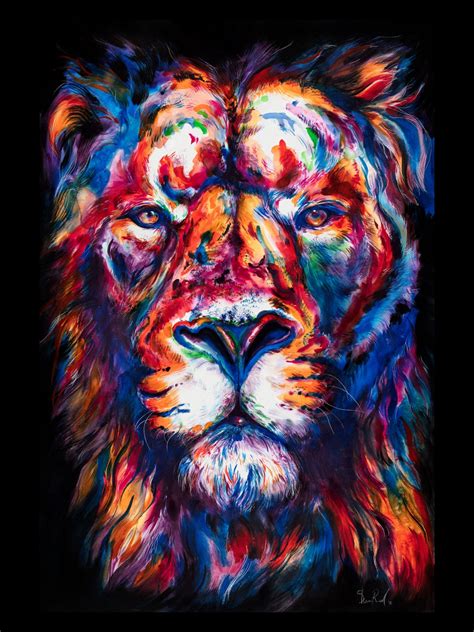 Colorful Lion Art Print Of My Original Painting Free Etsy