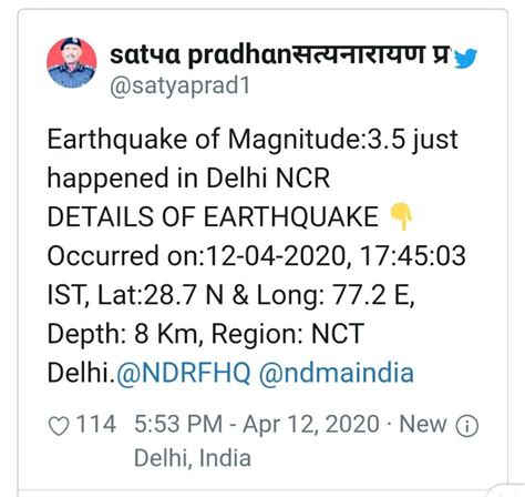 Delhi - Earthquake of 3.5 Magnitude on Richter scale jolts the city 