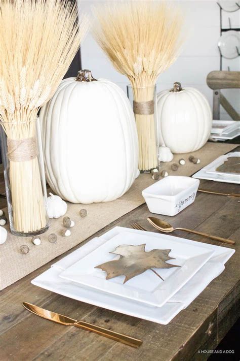 Neutral Gold And White Thanksgiving Table Designed Simple