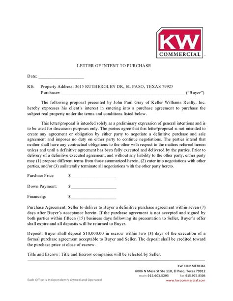 49 Free Letters Of Intent To Purchase Real Estate Business Land