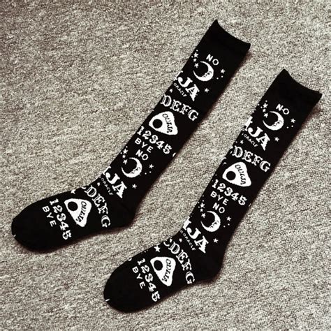 2019 Winter Gothic Black Women Socks Creative Sun Moon Letter Print Socks Warm Breathable Female