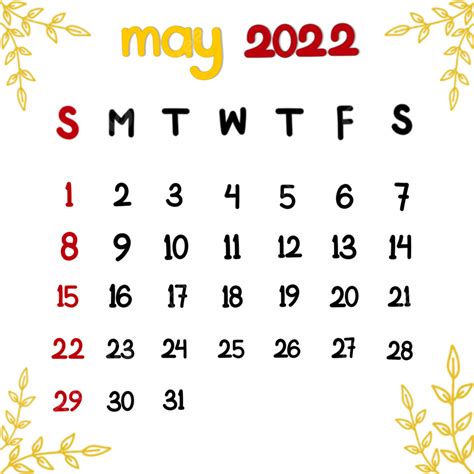 Gambar Kalender Mei 2022 Dengan Ornamen Emas Kalender Bulan Mungkin