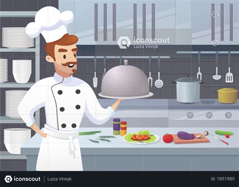 Premium Commercial Kitchen With Cartoon Characters Chef