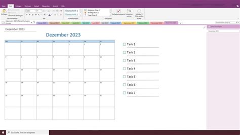 Onenote Kalender 2023 Vorlage Notevorlagende