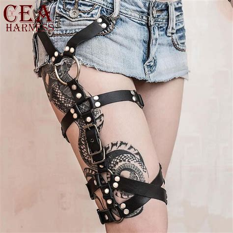 Ceaharness 100 Handmade Punk Gothic Leather Garter Belt Waist Straps