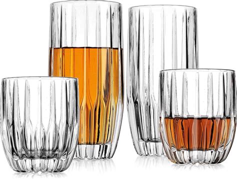 Godinger Highball Glasses And Whiskey Glasses 8 Pcs Crystal Barware Set