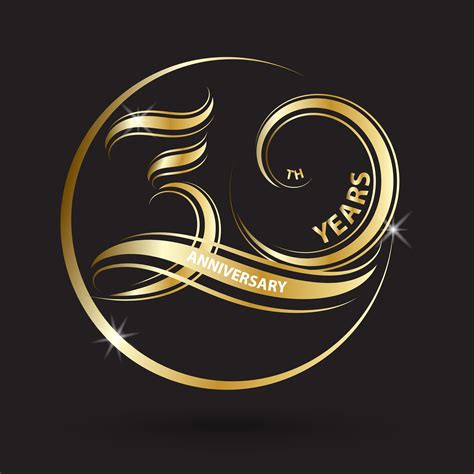 Golden 30th Anniversary Sign And Logo For Gold Celebration Symbol