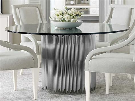 Bernhardt Calista Polished Nickel Clear 60 Wide Round Dining Table