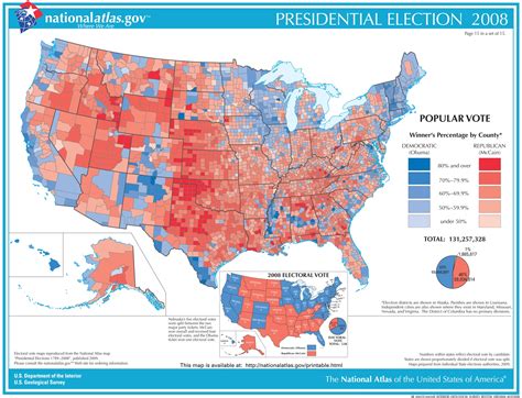 Printable Map Of 2008 Presidential Election Results Us Geological