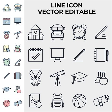 Academic School And Education Set Icon Symbol Template For Graphic And