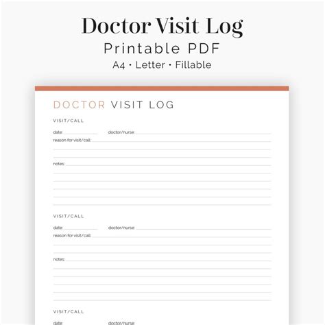 Doctor Visit Log Neat And Tidy Design