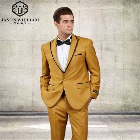 Ln081 New Arrival One Button Gold Yellow Groom Tuxedos Groomsmen Mens