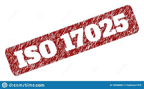 Iso 17025 Red Rounded Rough Rectangular Stamp With Scratched Textures