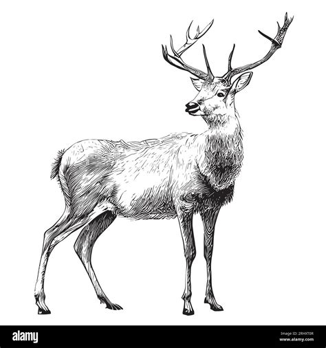 Cute Deer Wild Animal Sketch Hand Drawn Vector Stock Vector Image And Art