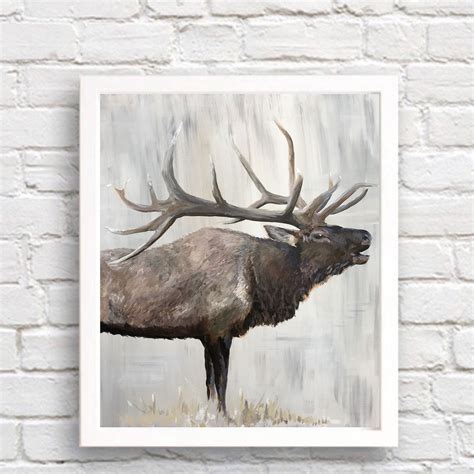 Elk Wall Print Elk Painting Print Impressionist Elk Art Etsy