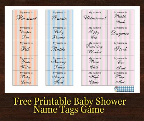 This printable name tag features a baby in diapers. Free Printable Baby Shower Name Tags Game